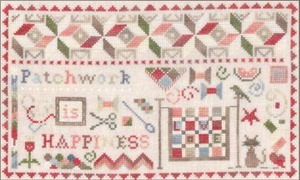 Borduurblad productfoto Patroon The Pink Needle ‘Patchwork is Happiness’