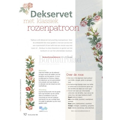 Borduurblad productfoto Patroon Dekservet met klassiek rozenpatroon