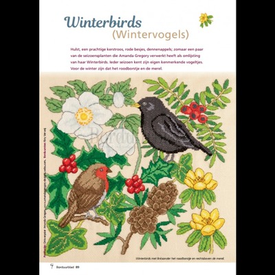 Borduurblad productfoto Patroon Winterbirds (Wintervogels)