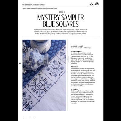 Borduurblad productfoto Patroon Mystery Sampler Blue Squares (Deel 3)
