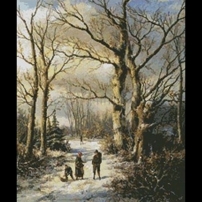 Borduurblad productfoto Wood Catherers in a winter forest- patroon