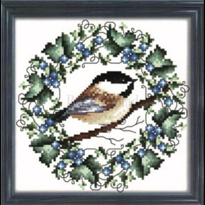 Borduurblad productfoto A bird for all seasons Winter Chickadee- patroon