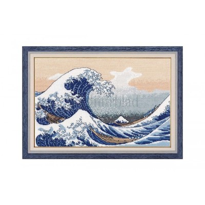 Borduurblad productfoto Borduurpakket Oven ‘The Big Wave in Kanagawa’