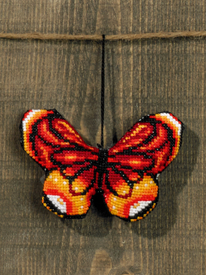 Borduurblad productfoto Borduurpakket Permin ‘Butterfly red’