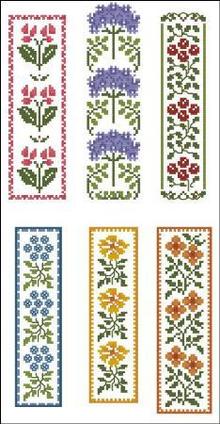 Borduurblad productfoto Patroon Pinoy Stitch 'Floral Bookmarks'