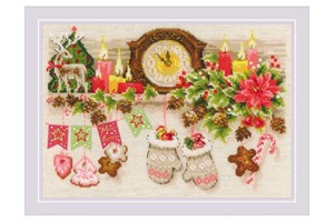 Borduurblad productfoto Borduurpakket Riolis ‘Christmas Shelf’