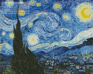 Borduurblad productfoto Garenset Artecy 'The Starry Night Blue'