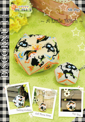 Borduurblad productfoto Patroon Shiny Room biscornu ‘A Little Witch’