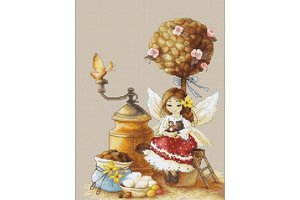 Borduurblad productfoto Borduurpakket Luca-S ‘Coffee Fairy’