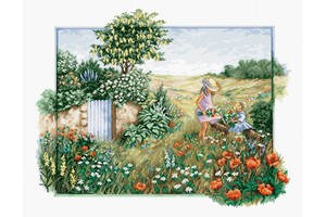 Borduurblad productfoto Borduurpakket Luca-S ‘Landscape with Poppies’