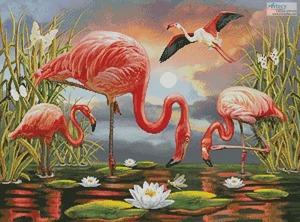 Borduurblad productfoto Patroon Artecy 'Flamingos Painting'