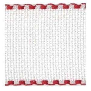 Borduurblad productfoto Aida borduurband wit/rood  2.5 cm breed