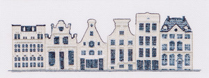 Borduurblad productfoto Borduurpakket Thea Gouverneur 'Delft Blue Houses'