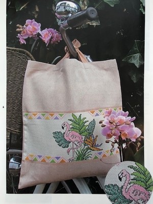 Borduurblad productfoto Patroon Tas met Flamingo's