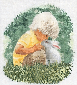 Borduurblad productfoto Borduurpakket Thea Gouverneur ‘Boy & Rabbit’