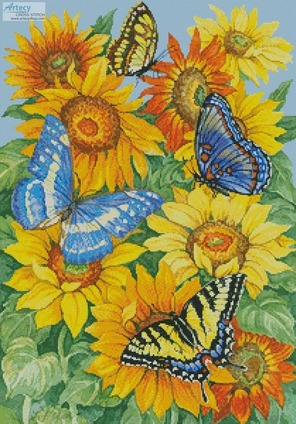 Borduurblad productfoto Patroon Artecy ‘Butterflies on Sunflowers’