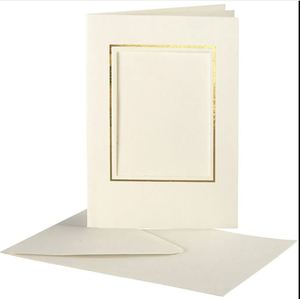 Borduurblad productfoto Set 3 passe partout kaarten ecru - goud rechthoek