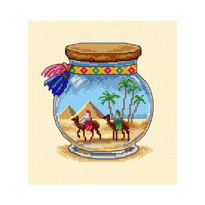 Borduurblad productfoto Borduurpakket Cross stitch kit ‘Vacation memories Pyramids’