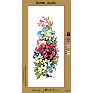 Borduurblad productfoto Voorbedrukt canvas Orchidea ‘Bouquet of Wild Flowers’ Purple