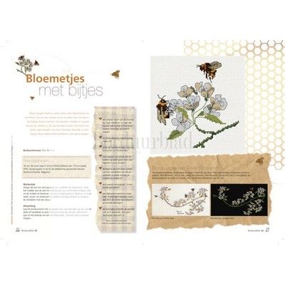 Borduurblad productfoto Patroon bloemetjes en bijtjes