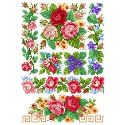 Borduurblad productfoto Lindner Kreuzstiche Leaflet 'Rosenpracht 066'