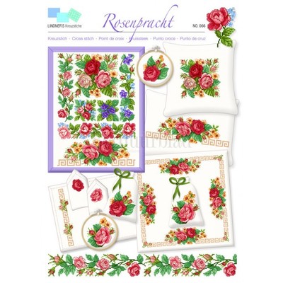 Borduurblad productfoto Lindner Kreuzstiche Leaflet 'Rosenpracht 066' 2