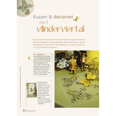 Borduurblad productfoto Patroon Kussen & dekservet met vlinderviertal