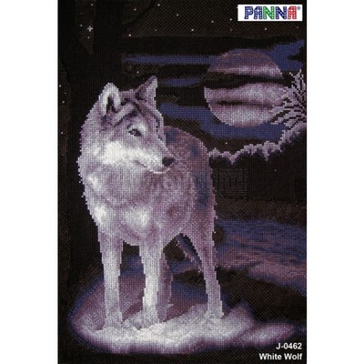 Borduurblad productfoto Borduurpakket Wolf in de nacht 2
