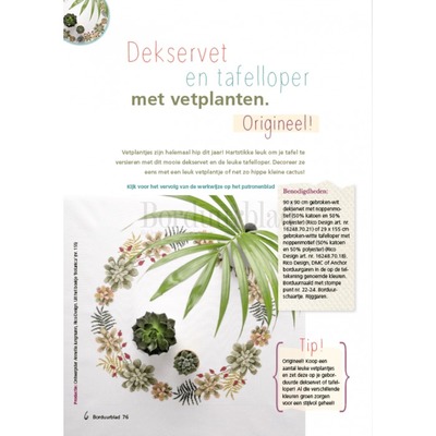 Borduurblad productfoto Patroon Dekservet met vetplanten! Origineel