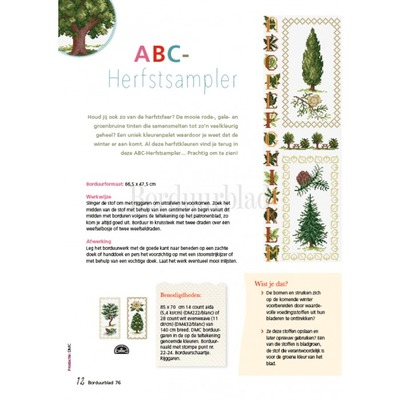 Borduurblad productfoto Patroon ABC-Herfstsampler