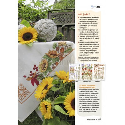 Borduurblad productfoto Patroon Herfstdekservet met zonnebloemen 2