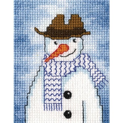 Borduurblad productfoto Sneeuwpop met  bruine hoed 2