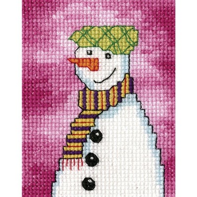 Borduurblad productfoto Sneeuwpop met groen gestreepte pet