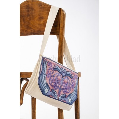 Borduurblad productfoto Patroon Keltische Blue Birds (borduur)tas met grote klep!