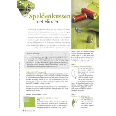 Borduurblad productfoto Patroon Speldenkussen met vlinder