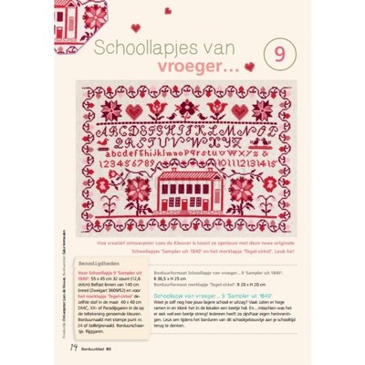 Borduurblad productfoto Schoollapjes van vroeger... 9 Sampler uit 1840