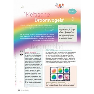 Borduurblad productfoto Patroon Keltische Droomvogel 1 roze/rood 2