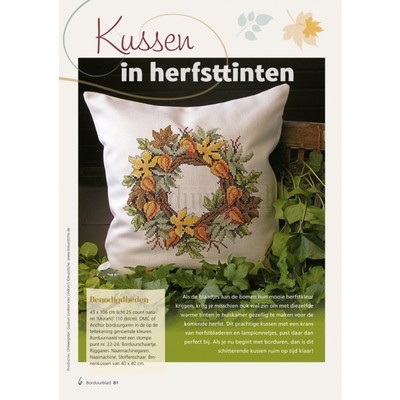 Borduurblad productfoto Patroon Kussen in herfsttinten