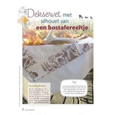 Borduurblad productfoto Patroon Dekservet met een silhouet van een bostafereeltje