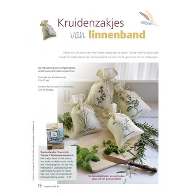 Borduurblad productfoto Patroon Kruidenzakjes van linnenband