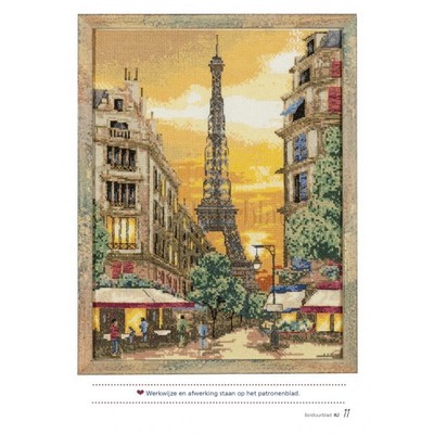 Borduurblad productfoto Patroon Parijs in de avondzon