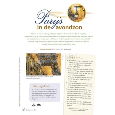 Borduurblad productfoto Patroon Parijs in de avondzon 2