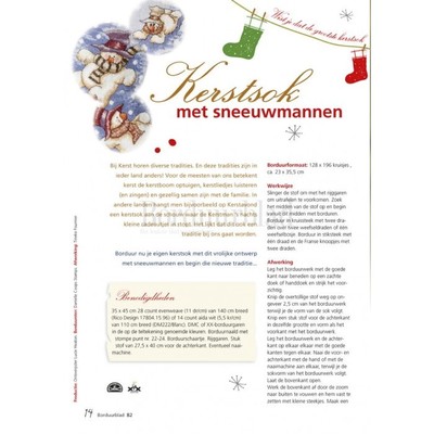 Borduurblad productfoto Patroon Kerstsok met sneeuwmannen 2