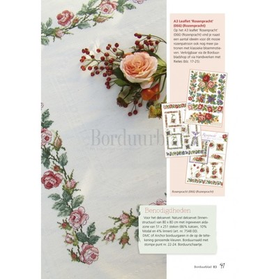 Borduurblad productfoto Patroon Dekservet met klassiek rozenpatroon 2