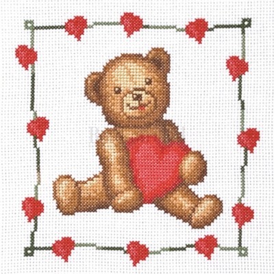Borduurblad productfoto Borduurpakket Valentine Bear