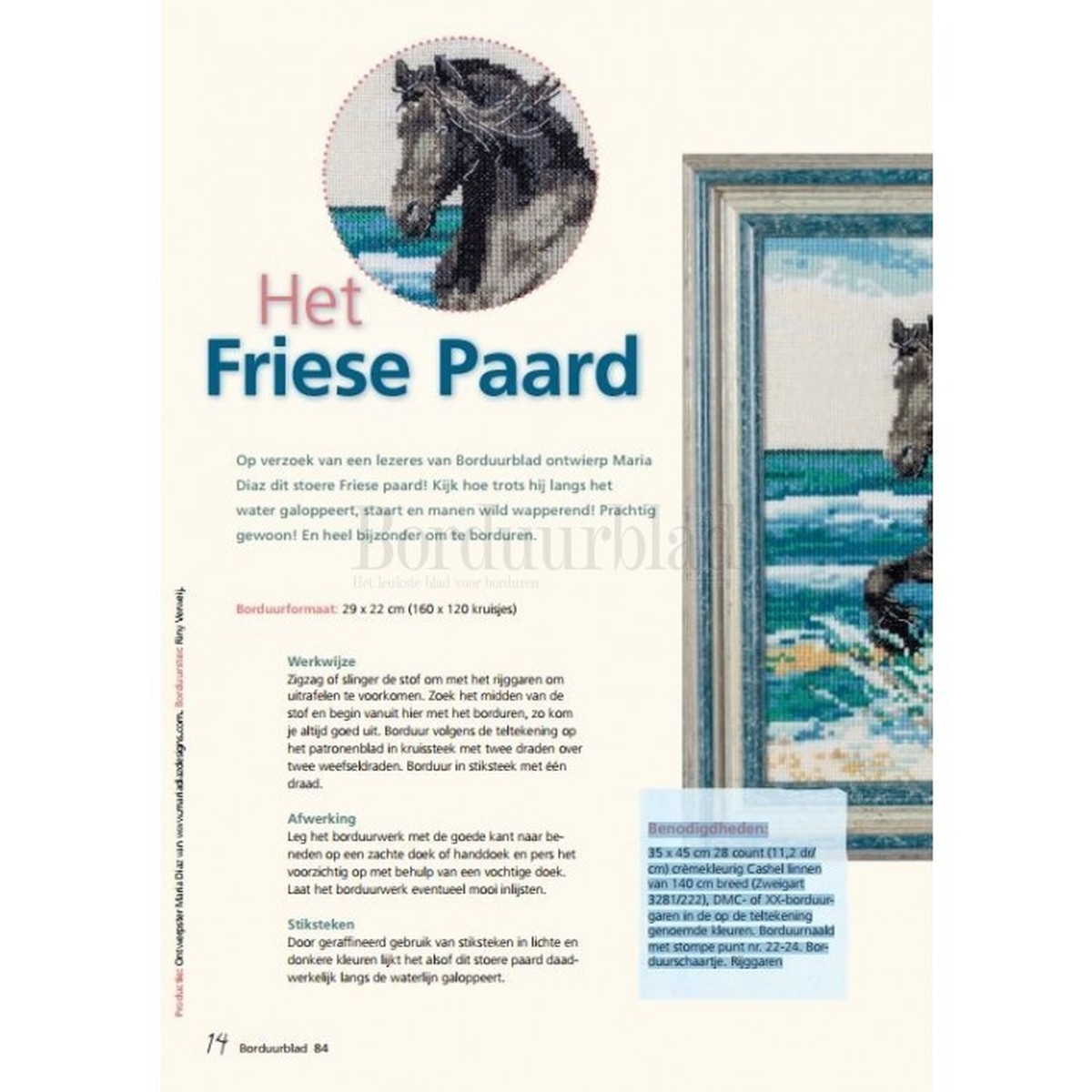 doorgaan elektrode experimenteel Borduurblad - Patroon Het Friese Paard