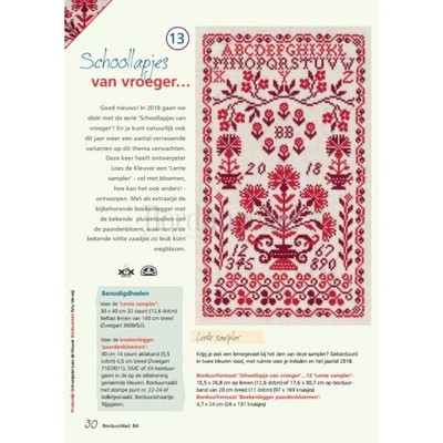 Borduurblad productfoto Patroon Schoollapjes van vroeger... 13 - Lente Sampler