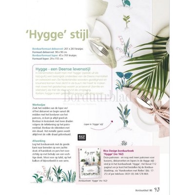 Borduurblad productfoto Patroon Groene vingers dekservet en loper in Hygge stijl 2