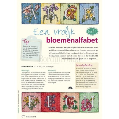 Borduurblad productfoto Patroon Een vrolijk bloemenalfabet (Deel 1)