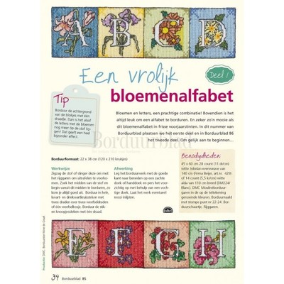 Borduurblad productfoto Patroon Een vrolijk bloemenalfabet (Deel 1)